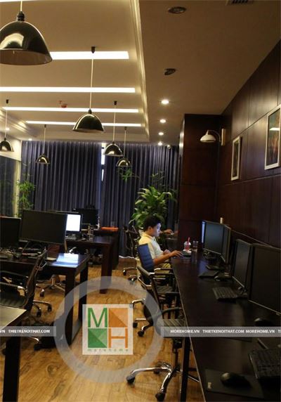 Thiết kế nôi thất văn phòng phong cách gỗ việt